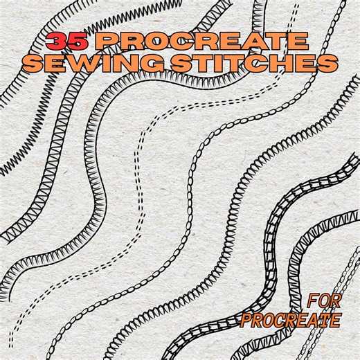 35 Sewing Stitch Procreate Brushes – Clothing Stitch Pack for Fashion Design & Mockups, Procreate Brushes, Mock Ups Modifiers - Etsy