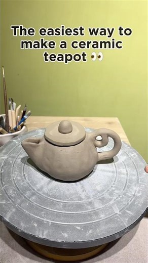 The EASIEST Way to Make a Ceramic Teapot! 🫖✨ #Pottery #DIY #shorts#ceramic #clay #potterytutorial