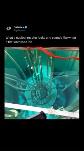 Galaxies on Instagram: "When a nuclear reactor first powers on, it glows with an otherworldly blue light, one of the rarest sights on Earth. That glow is called Cherenkov radiation, a phenomenon that occurs when charged particles travel through water faster than light can move in that same medium. It’s not the light of fire, but of pure energy breaking a physical boundary. First discovered in 1934 by Russian physicist Pavel Cherenkov, the effect was later explained by Ilya Frank and Igor Tamm, e