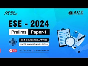 ESE 2024 Prelims Paper-1 | GS & Engineering Aptitude Paper Analysis & Solutions | ACE Online Live