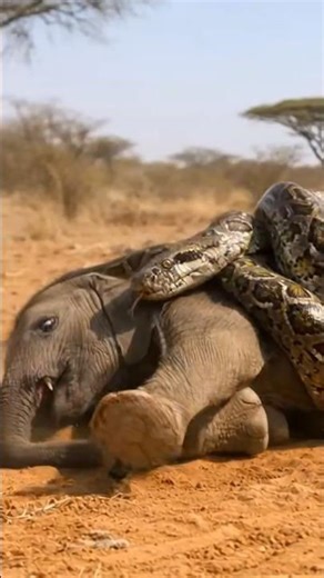 This Python Wrapped a Baby Elephant and Then This Happened #rescue #wildlife #shorts