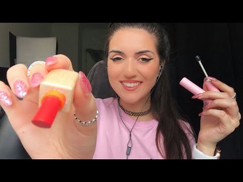 ASMR Doing Your Make Up But It's All WOODEN (Toy Make Up 🧸 & Whispering)