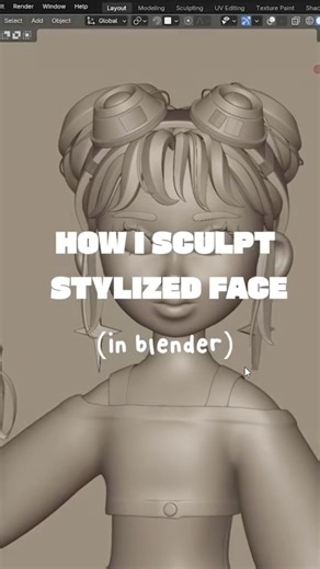 how I sculpt stylized face (and the brush I use) #3dblender #blender #blender3d #3dcharacter