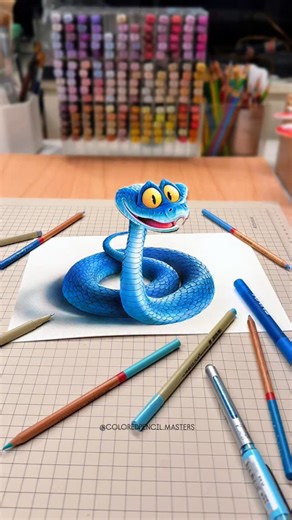 Colored Pencil Drawing Art Gallery on Instagram: "Colored pencil drawing tutorial of Gary the Snake by artist Art Hacker (Douyin) — a playful and highly polished illustration that brings a cartoon character to life with vibrant color layering and precise pencil control. Smooth gradients, crisp edges, and clever highlights create a convincing 3D illusion. Artist: Art Hacker (Douyin) #coloredpencildrawing #coloredpenciltutorial #illustrationart #characterdrawing #drawingprocess #arttutorial #color