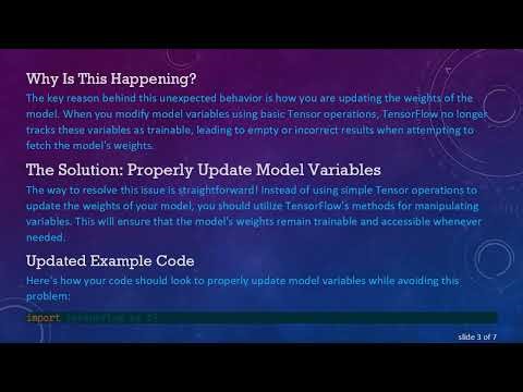 Understanding the model.get_weights() Issue in TensorFlow: It's Not a Bug!