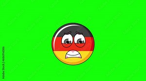 flag of germany cartoon with a face screaming in fear, emoji emoticon animation