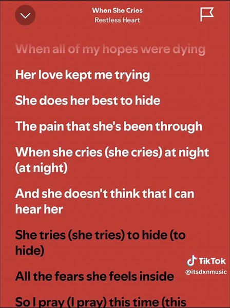 When She Cries lyrics — Restless Heart (full song lyrics)