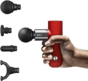 Massage Gun for Athletes NEX Gen Mini Percussion Massager Gun, Deep Tissue Muscle Teatment for Pain Relief, High-Intensity Vibration with Portable Travel Case and Professional Training Guide Red