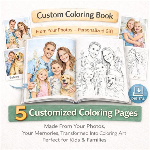 Custom Coloring Book, Personalized Coloring Book, Baby Memory Book, Photo Coloring Pages, Photobook (digital Download) - Etsy