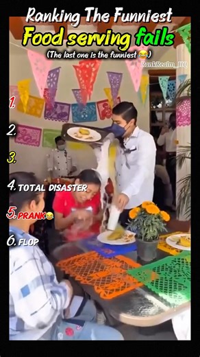 Ranking the funniest food serving fails😂 #viral #funny #funnyvideos #memes #unexpectedmoments