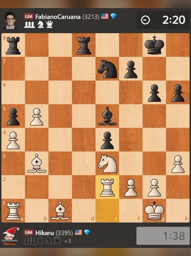 ♟ Hikaru vs Fabiano Caruana — a wild chess battle full of tactical shots, sacrifices and dangerous passed pawns! The position keeps changing dramatically, leading to a thrilling endgame where neither side gives up. ⚡️♟ #chess #hikaru #fabianocaruana #chessgame #blitzchess