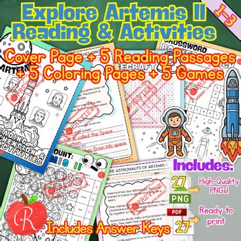 Artemis II Reading Comprehension Passages Activities Space Curriculum K 1st 3rd