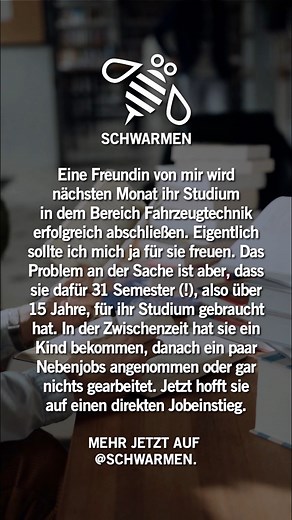 Folge SCHWARMEN für mehr. #freundin #studium #fahrzeugtechnik #semester #fblifestyle #freuen #brauchen #zwischenzeit #kind #nebenjobs #annehmen #arbeit #arbeiten #job #direkteinstieg | SCHWARMEN