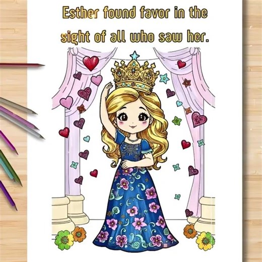 Esther & Ruth Coloring Pages for Kids, Christian Bible Story Printables for Sunday School Homeschool