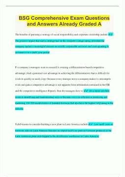 BSG Comprehensive Exam Questions and Answers Already Graded A1075