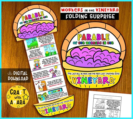 Parable of the Workers in the Vineyard Folding Surprise Bible Craft: Children Ministry, Sunday School, Church Activity Kids, Mini Book - Etsy
