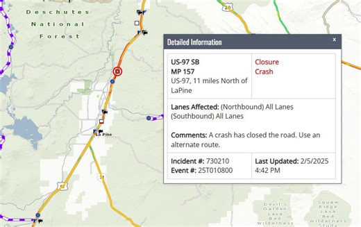 Highway 97 reopens between Sunriver and La Pine after semi-truck crash, closure