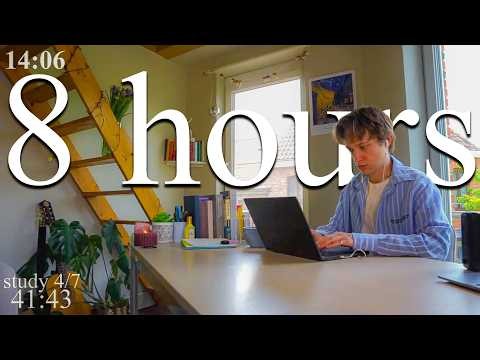 LIVE-Special from Belgium | 8-HOUR study with me in Gent 📚⛈️ rain sounds & pomodoro timer 60 & 10