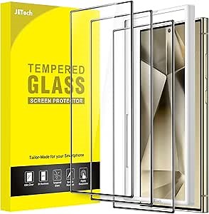 JETech Full Coverage Screen Protector for Samsung Galaxy S24 Ultra 5G 6.8-Inch, Tempered Glass Film with Easy Installation Tool, Fingerprint ID Compatible, HD Clear, 3-Pack