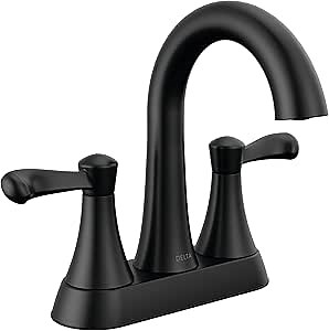 Delta 25897LF Esato 1.2 GPM Two Handle Centerset Bathroom Faucet with Push Pop-Up Drain Assembly - Matte Black