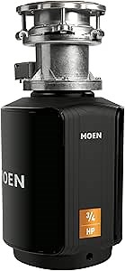 Moen Host Series Garbage Disposal for Kitchen Sink with Power Cord, Control Activation, Sound Reduction, GXB75C