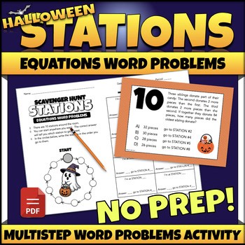 Multistep Equations With Variables on Both Sides Word Problems Halloween Math