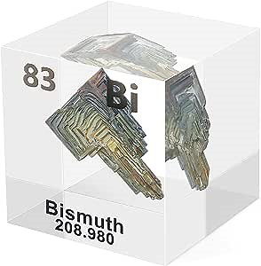 Element Cube for Element Collection, VVEMERK 5x5x5cm Bi Element Periodic Table with Real Elements Inside Acrylic Periodic Table Display with Bi Elements Teaching Tool Teacher Gift Craft Decoration