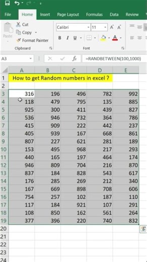 How to get random number in excel. #excel #excelformula