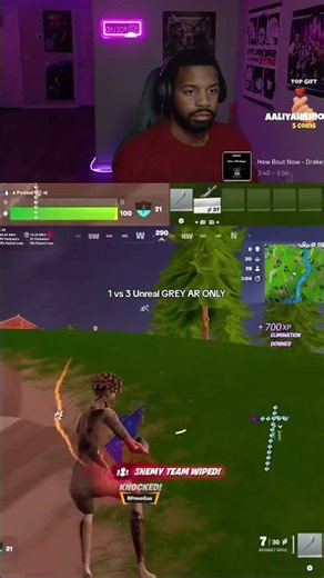 1 vs 3 Unreal GREY AR ONLY #aim #zerobuild #fortniteclips #fortnite #trending