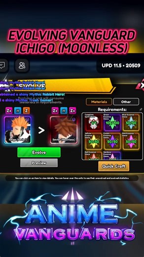 Evolving Ichigo (Moonless) | Anime Vanguards Roblox