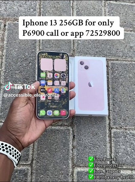 Bold Beauty. Seamless Power. Pre-loved iPhone 13 256GB (Pink) Comes with Box Accessories Comes with Free Screen Protector Free Pouch Battery Health: 100%, Face ID fully functional OLED Display for deep contrast and vibrant color accuracy. Powered by the A15 Bionic chip for lightning-fast performance and energy efficiency. Dual 12MP camera system with Cinematic Mode, Photographic Styles, and 4K HDR recording for pro-level photos and videos. Features MagSafe charging and 5G connectivity. Immaculat