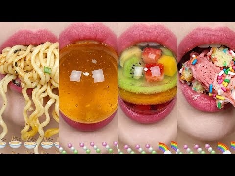 ASMR Slurping & Chewing: Hot Ramen & Jelly / Ramen Caliente y Gelatina (Satisfactorio) #mukbang