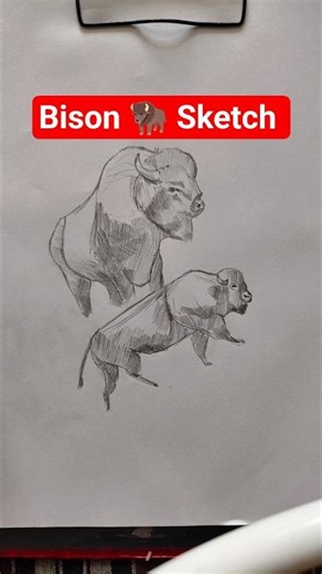 Bison Sketch | Quick Sketching | Freehand Drawing Easy | Animal Art #pencilsketch