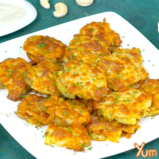 27K views · 145 reactions | Cheesy Smashed Potatoes Recipe* in the comment section! | Yum | Facebook