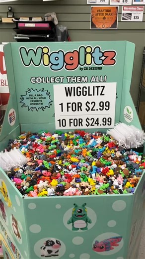 🌀✨ Wigglitz are taking over our shelves—with more styles, colors, and designs than ever before! These wiggly little friends are perfect as fidget toys, desk pets, or just a fun collectible to brighten your day. 🐛💫 Now with a NEW look, you’ll find everything from 🐄cows to 🐙 octopuses, plus magical creatures like 🦄 unicorns and 🐉 dragons. There’s truly a Wigglitz for everyone! 🎉 Prices: 💲1 for $2.99 💲10 for $24.99 Grab a few (or start your own Wigglitz squad!) before they’re gone! #Wiggl