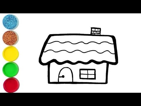 How To Draw A House Drawing, Painting & Colouring For Kids And Toldders