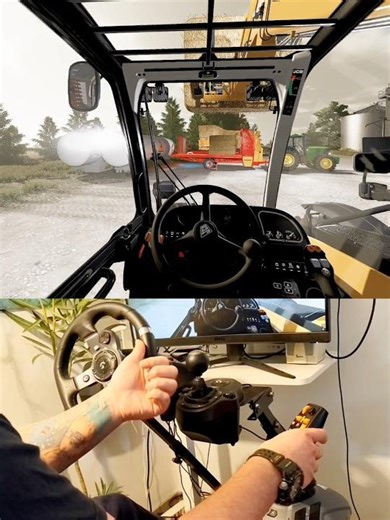 Farming Simulator JCB telehandler loading bales Thrustmaster Farmstick Logitech Steering Wheel #dkgc