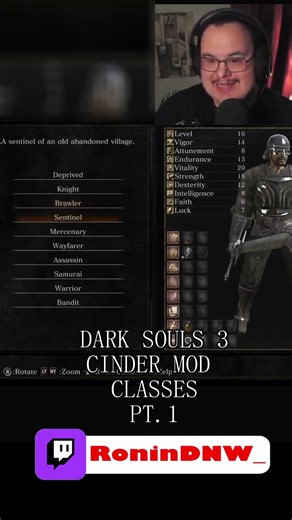 Let’s take a look at some of the classes in the Cinders mod for DS3!.. #darksouls #darksouls3