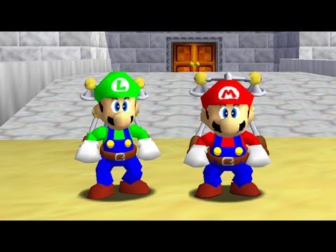 Mario and Luigi with Fludd and new Moveset in Super Mario 64 - 100% Full Game Walkthrough