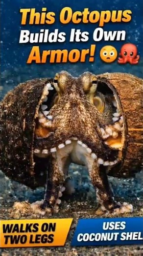 Coconut Octopus Walking With Coconut Shell Armor 🐙