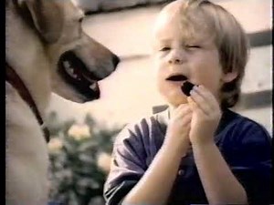 1994 Oreo dog learns how to eat cookies TV commercial