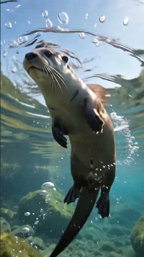 Wild River Otter Swimming Peacefully | Nature Documentary