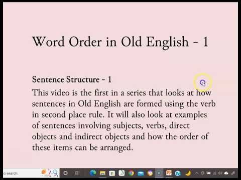 Word Order in Old English - 1
