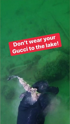 7.6M views · 147K reactions | Don’t wear your Gucci to the lake! #manplusriver #treasurediving #scubadiving #divedetecting #pov #rivertreasure #lake #underwater #gucci #swimming | Man + River | Facebook