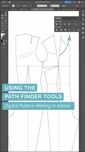 19/49 Using the Path Finder Tool - Digital Pattern Making in Ai #patternmaking #fashiondesign