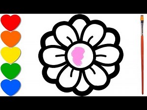Flower coloring page for kids, drawing for toddlers