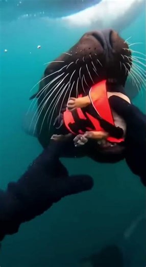 I saved my puppy from a massive Sea Lion #animalrescue #humanity