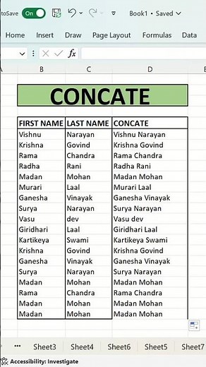 Combine text like a pro in Excel! 🔥Learn CONCAT function in just minutes 🚀 #excel #exceltips