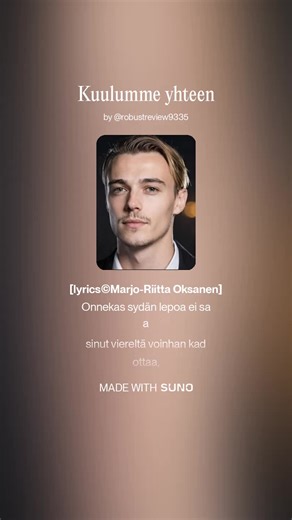 Tämä kappale on herkkä ja romanttinen rakkauslaulu kaipuusta, yhteenkuuluvuudesta ja hiljaa jaetusta onnesta. Kuu ja tähdet toimivat vertauskuvina rakkaudelle, joka sitoo kaksi ihmistä toisiinsa ja valaisee sielua. [lyrics©Marjo-Riitta Oksanen] Onnekas sydän lepoa ei saa sinut viereltä voinhan kadottaa, Sieluni yössä kaivata osaa saanhan sinua yksin odottaa Tuntea rakas yhä rakkauden jota kaipuuni yksin kaihoaa. Kokea hetket lemmen tunteiden onni hellien meitä koskettaa. Kuulumme yhteen kuin kuu