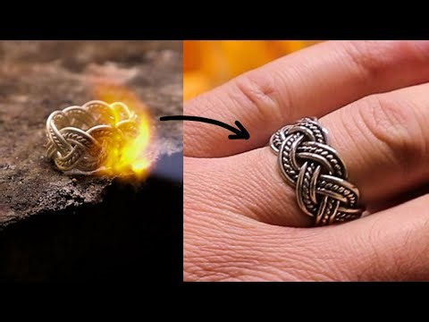 Steps of making a 9-strand braided silver ring - ring making